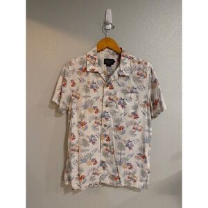 Pendleton Hula Girl Pineapple Tropical Shirt Mens Med Cream Cotton Aloha Summer